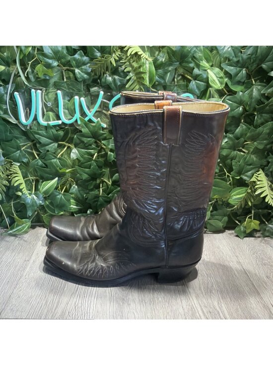 VTG Wrangler Patent Leather Thunderbird Cowboy Boots Rainbow Peacock Mens 12 D main image 11